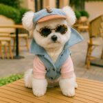Καπελάκι Σκύλου Denim με Γυαλιά – Καφέ - Image 2