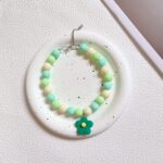 Mint Blossom Collar – Κολιέ με Παστέλ Χάντρες & Λουλουδάκι για Σκύλους
