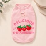 Ροζ Μπλουζάκι Σκύλου Delicious Strawberry με 3D Φράουλες