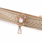Περιλαίμιο Σκύλου Princess Crystal Μπεζ με Κρύσταλλα & Χρυσές Λεπτομέρειες - Image 4