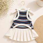 Ριγέ Πλισέ Φορεματάκι Tennis Chic για Σκυλάκια 🎾 - Image 2